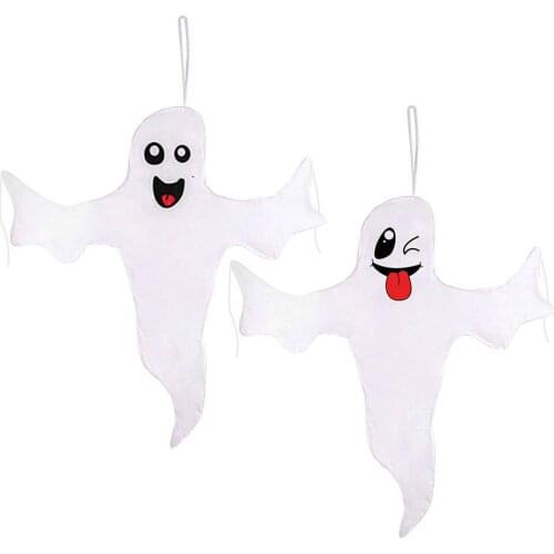 2PC Halloween Carp Streamer Ghost Banner Outdoor Garden Hanging Decoration Props Weather Vane Halloween Windsocks Banner