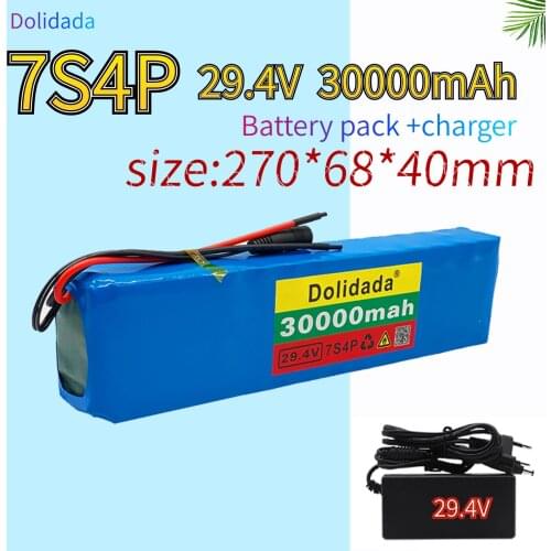 2021 new 7s4p 30000 mAh electric bicycle motor eBike scooter lithium ion battery pack 29.4V 18650 rechargeable battery + charger