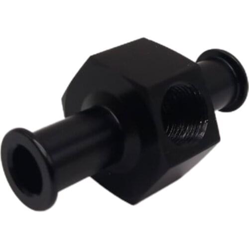 3/8" Hose 1/8" Npt Fuel Nitrous Pressure Gauge Adapter Black Aluminum Universal