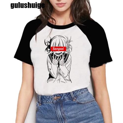 Ahegao Harajuku Manga T Shirt Women My Hero Academia Anime Senpai T-shirt Hentai Himiko Toga Tshirt Graphic Top Tee Female Shirt
