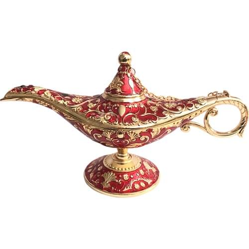 ALD07 35cm Large Metal Aladdin Magic Lamp Household Ornaments Gifts Living Room Cabinet Decoration European Creative Retro