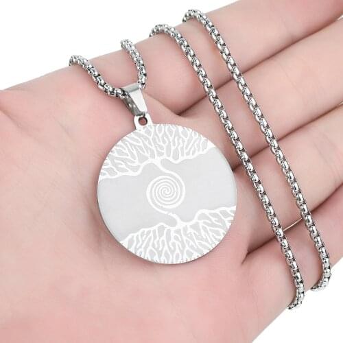 Cxwind Gothic Viking Yggdrasil World Tree Medallion Pendant Cool Street Style Necklaces For Men Women Unusual Chain Punk Jewelry