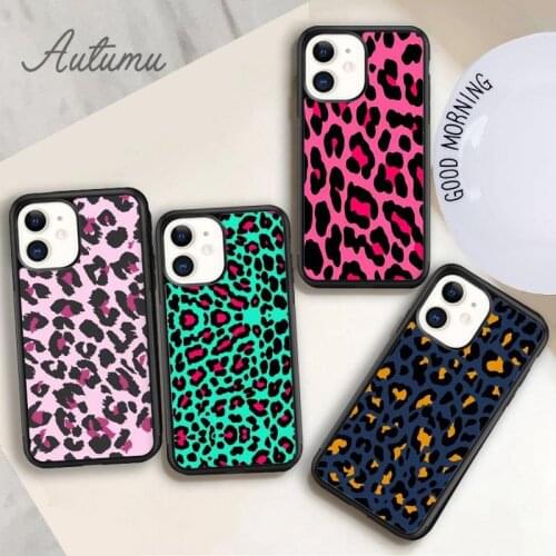 Rainbow Leopard Background Phone Case for iPhone 11 12 Pro Max mini X XR XS SE 2020 5 6S 7 8 Plus Samsung Galaxy S8 S9 S10 Cover