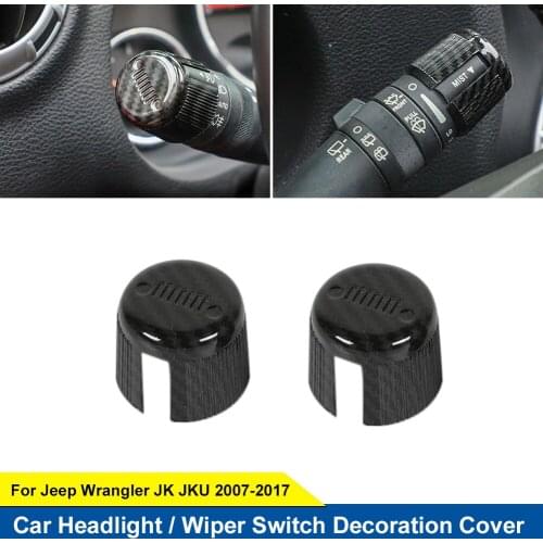 Headlight/Wiper Switch Decoration Cover Self Adhesive Carbon Fiber Trim for Jeep Wrangler JK 2007-2017 Car Interior Accessories
