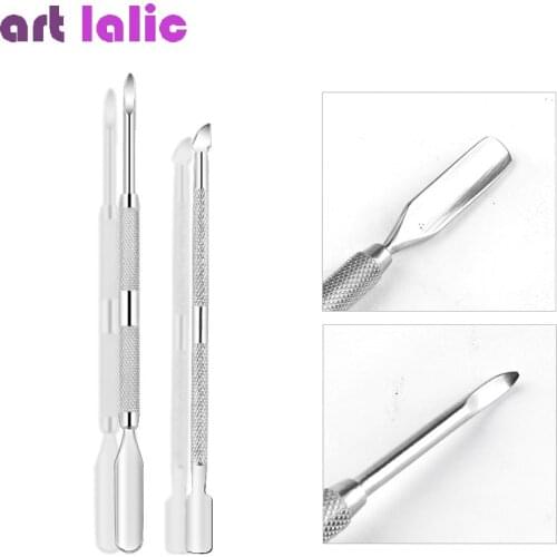 2 Sizes Double-end Silver Cuticle Remover Stainless Steel Finger Dead Skin Cut Manicure Stirring Rods Nail Art Pusher Tool