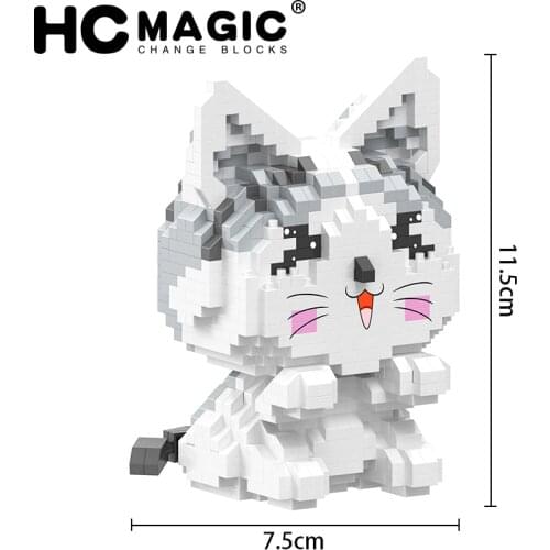 HC Magic Blocks Small Size Mini Bricks Kawaii Cat Model Anime DIY Building Toys Juguetes Auction Figure toy Girls Gifts 6041