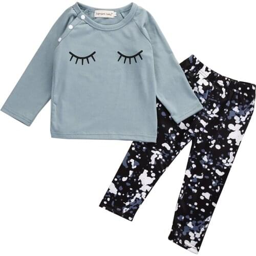 2Pcs Toddler Kids Baby Girls Boy Outfits T-shirt Tops+Leggings Pants Clothes Set Eyes Cotton Fashion