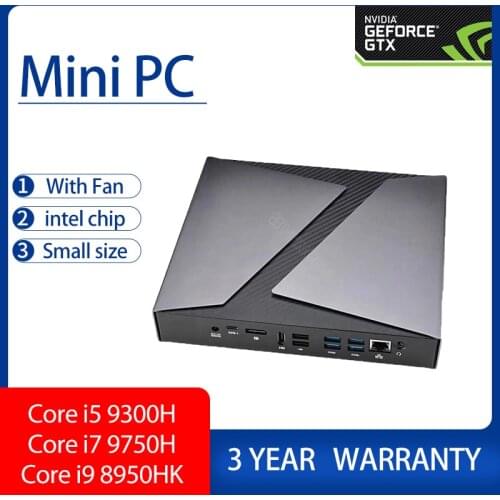 9TH Gen gaming mini pc i7 9750H Windows 10pro GeForce 4G dual graphics 2*DDR4 64GB desktop computer HDMI DP 4k HDR WiFi