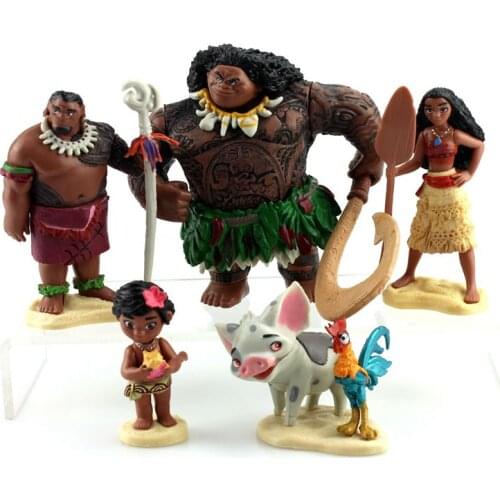 Disney Toys 5pcs/set Cartoon Movie Vaiana Moana Princess Maui Chief Tui Tala Heihei Pua Action Figure Decoration Toys For Kids