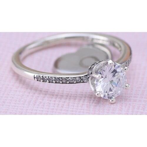 Free Shipping Real 925 Sterling Silver Ring Cross Border Style Sparkle Crown Zircon Ring For Women Gift Banquet Jewelry