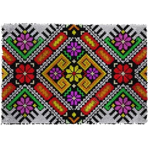 Latch Hook Rug Flower veins Plush Tapestry Kits Crochet Cushion Mat DIY Carpet Rug Home Decor 61cmX85cm