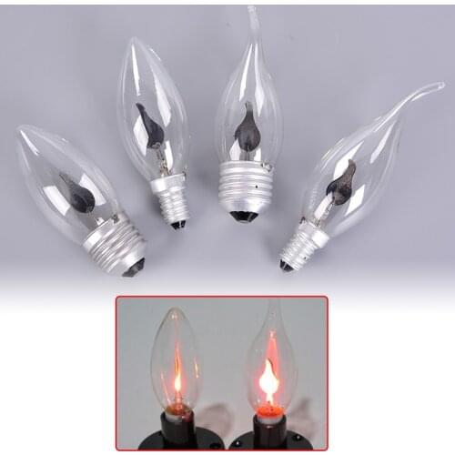 1Pcs LED Edison Bulb E14 E27 3W Flame Fire Lighting Vintage Flickering Effect Tungsten Novel Candle Tip Lamp Orange Red