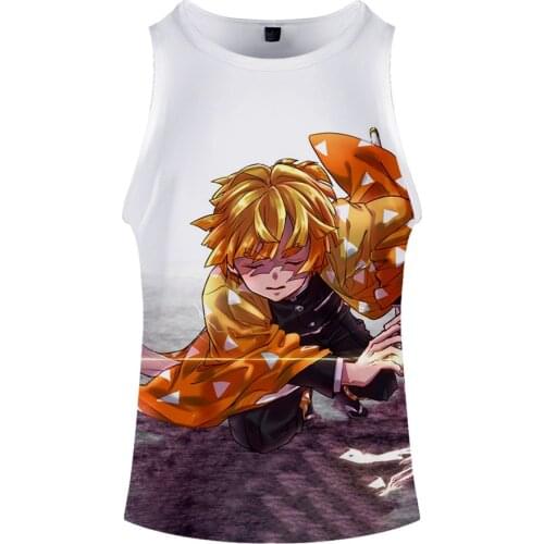 2021 Demon Slayer Kimetsu no Yaiba Tank Top Cool 3d Print Singlets Boys Cute Streetwear Undershirt Sleeveless Shirt O-Neck Vest