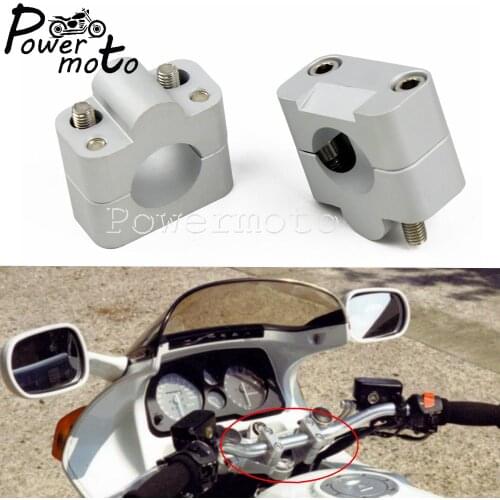 1 1/8" Motorcycle Silver CNC Adjustable Handlebar Riser 28mm Bar Mount Clamps For Yamaha Kawasaki Dirt Bike Suzuki Honda BMW