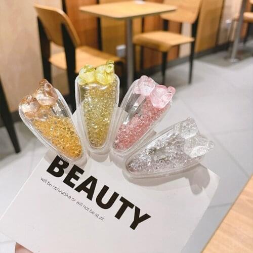 MueRaa Lovely Bear Transparent Hair Clip For Children Girls Quicksand Barrettes Lovely Cute Kids Girls Hair Accessories Hairpins