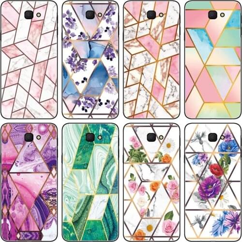 Soft Phone Case for Samsung Galaxy A7 2017 A720 A720F Galaxy Glossy Colorful Flower Silicone Phone Back Geometric Marble Cover