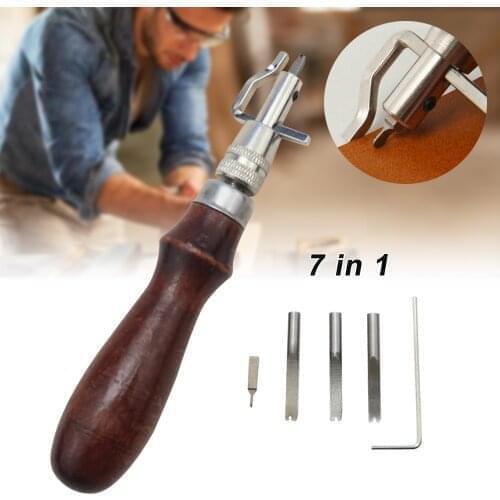 Set 7 in 1 Pro Leathercraft Adjustable Stitching and Groover Crease Leather Tool DIY Practical
