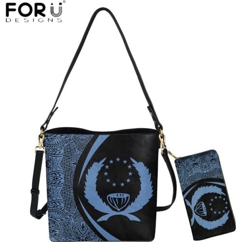 FORUDESIGNS New Fashion Women Casual PU Leather Messenger Bags Pohnpei Tribal Polynesian Printing Female Luxury Shoulder Bolsas