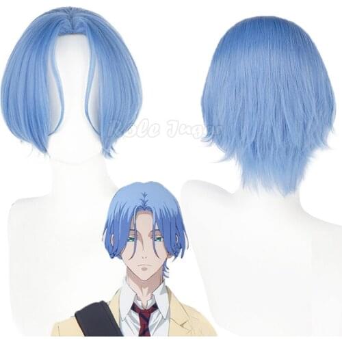 Anime SK8 the Infinity Langa Cosplay Wig Heat Resistant Gradient Blue Short Straight Middle Part Mullet Hair SK Eight C28M122