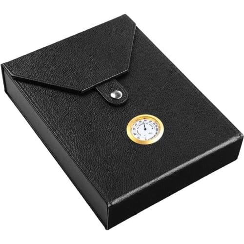 CiGuard Portable Lined Leather Black Wood Humidor Travel Case Box