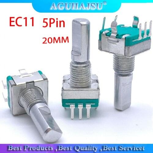 2PCS Half axis rotary encoder,handle length 20mm code switch / EC11 / digital potentiometer with switch 5Pin
