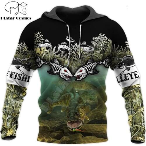 Cool Walleye Fishing 3D All Over Printed Men Deluxe Hoodie Clothes Unisex Sweatshirt Zip Pullover Casual Jacket Tracksuit KJ323