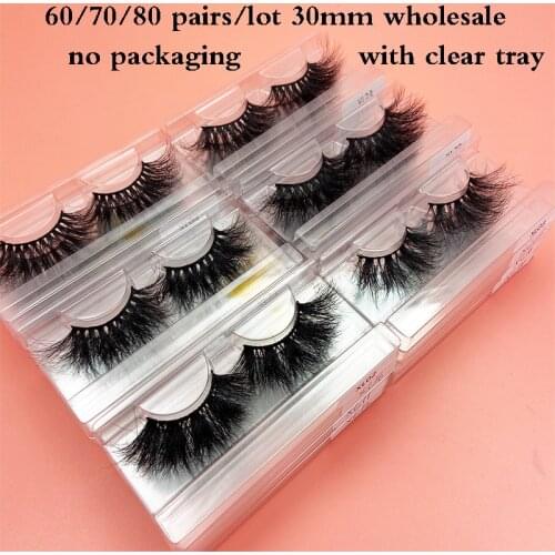 Wholesale 60/70/80 Pairs/lot New Arrival 30MM 100% Handmade Cruelty Free Dramatic Lashes In Bulk Natural Soft Long Mink Eyelash