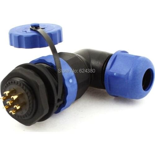 SD20 20mm 7 Pin Waterproof Aviation Connector Right Angle Panel Mount Solder Female Male Plug Socket Elbow IP68