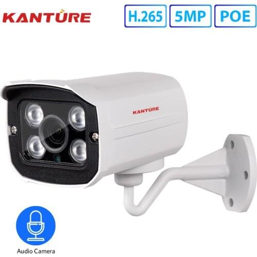 KANTURE H.265 48V 5MP Network POE IP Camera Outdoor waterproof Audio Sound Onvif Video Surveillance Camera Night Vision Camera