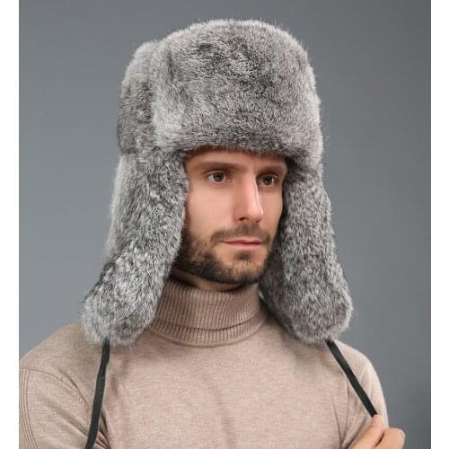 Rabbit Fur Lei Feng Hat Mens Winter Fur Cap Thickened Outdoor Warm Ear Protection Middle-Aged And Elderly COTTON HAT