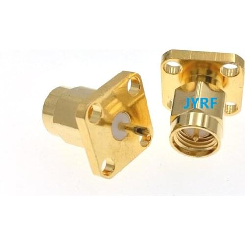 SMA Male 4 Holes Flange Deck Mount Solder RF Connector