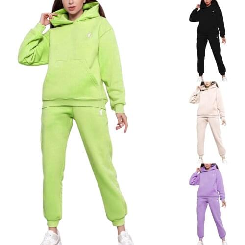 2Pcs Sport Suit Winter Hoodie Sets Womens Tracksuits Hooded Pullover Sweatpants Sweatshirt Casual Pants Sets Sportswear Male
