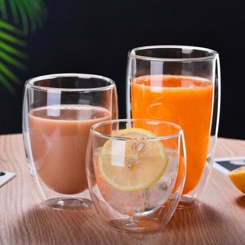 Heat resistant double Wall Glass cup 80/250/350/450ml beer coffee cup handmade milk cup transparent glass wine cup Drinkware
