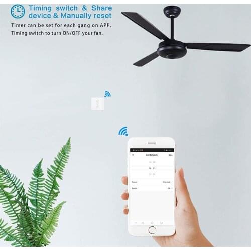 Tuya EU WiFi Smart Ceiling Fan Switch APP Remote Timer Speed Control Compatible with Alexa Echo Google Home No Hub Required