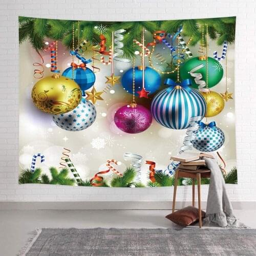 Merry Christmas Bulbs and White Candy Canes Decor for Christmas Ornament Wall Decor Tapestry