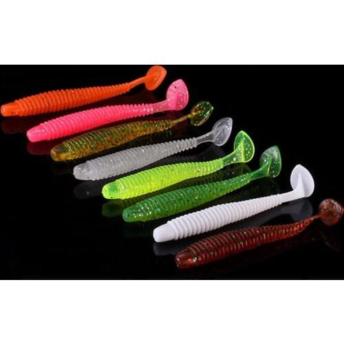 WALK FISH 12PCS/Lot T Tail Soft Bait Worm 7cm 2.2g Wobber Jigging Silicone Baits Leurre souple Shad Iscas bass Soft Fish Smell