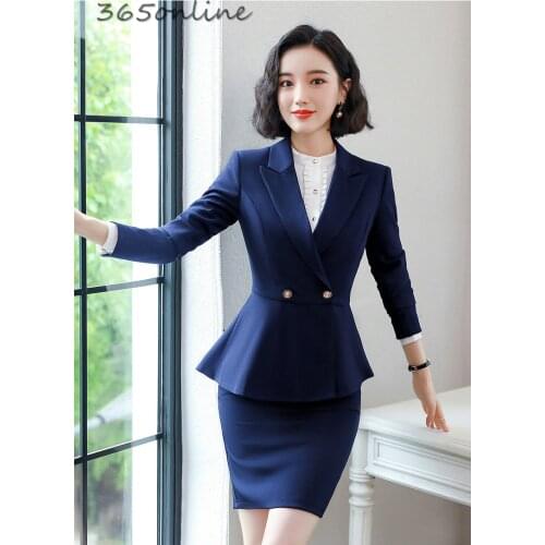 High Quality Fabric Formal Women Business Suits with Skirt and Jackets Coat for Ladies Office Blazers Autumn Winter OL Styles