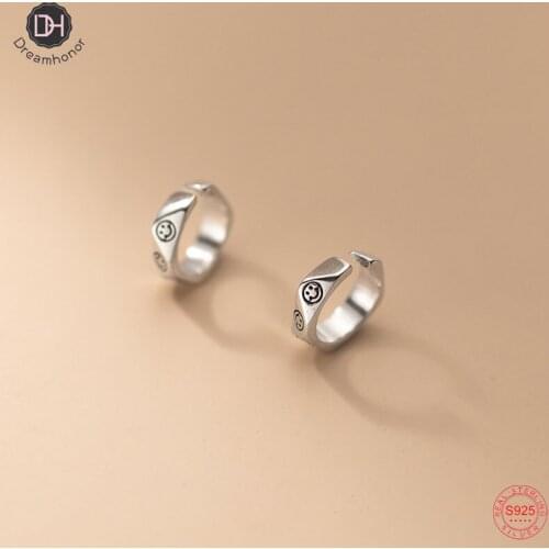 Dreamhonor Vintage 925 Sterling Silver Round Smile Clip Earrings For Women No Pierced Ear Jewelry