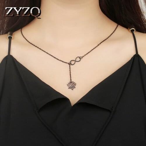ZYZQ Creative Long Drop Pendant Necklace For Women With Lovely Lotus Flower Shaped Design Birthday Gift For Girlfriend Hot