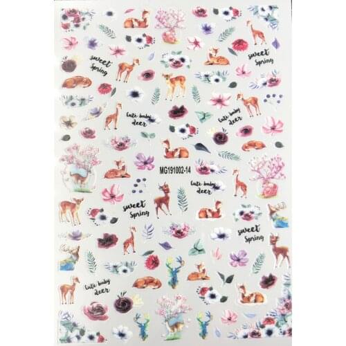 1 sheet 3d DIY Nail Art Sticker Adhesive Sticker Decals Tool flower giraffe Nail Art Tattoo Decoration Z0237