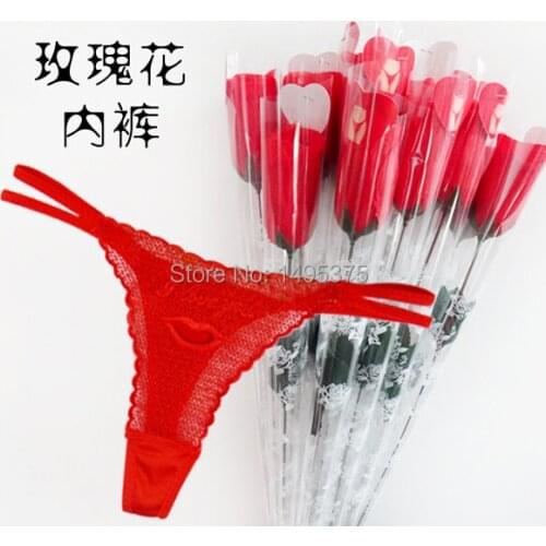 120pcs/lot flower shaped rose Simple Thongs Underwear G-string T-back