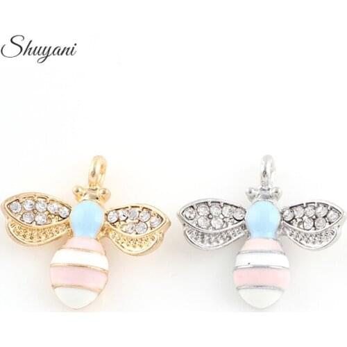 20PCS Cute Crystal Animal Bees Floating Dangle Handmade Bracelet Pendant Jewelry Making Women Necklace Accessory