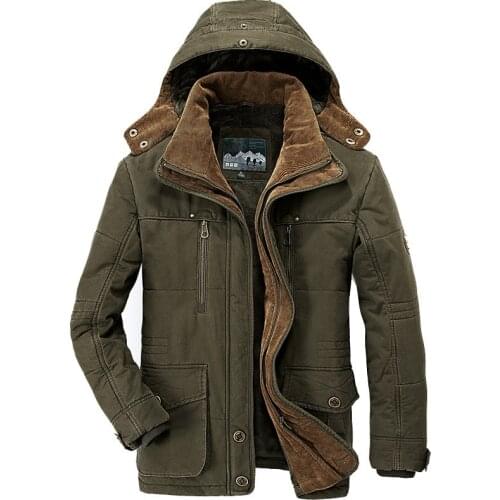 2021 Winter Cotton-padded Jacket Mid-length Plus Velvet Thick Cotton-padded Jacket Multi-pocket Padded Jacket Mens Brand Coat