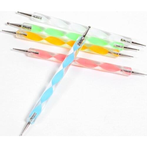 5pcs/set Professional 2 way Dotting Marbleizing Manicure Painting Dotting Pen Nail Art Tool Dot Diamond Set