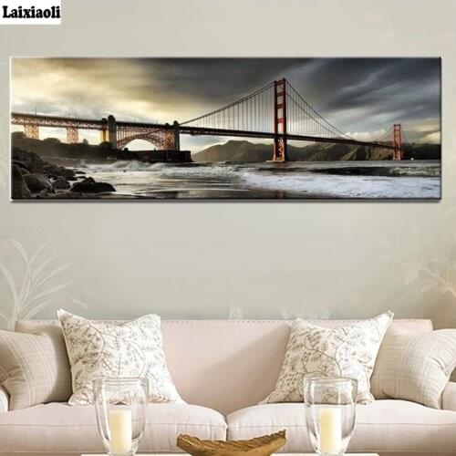5D DIY Diamond Painting San Francisco Golden Gate Bridge Cityscape Full Square Drill 3d Embroidery Cross Stitch mosaic decor art