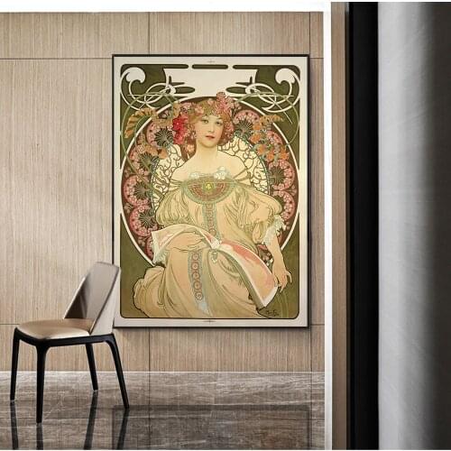 Alphonse Mucha Vintage Canvas Art Posters And Prints Art Nouveau Woman Canvas Paintings On the Wall Art Pictures For Living Room