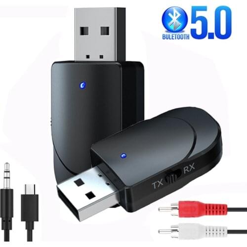 Bluetooth 5.0 Audio Receiver Transmitter 3.5mm Jack AUX USB Music Wireless Adapter & Mic Handsfree Call for Car TV PC Headphones