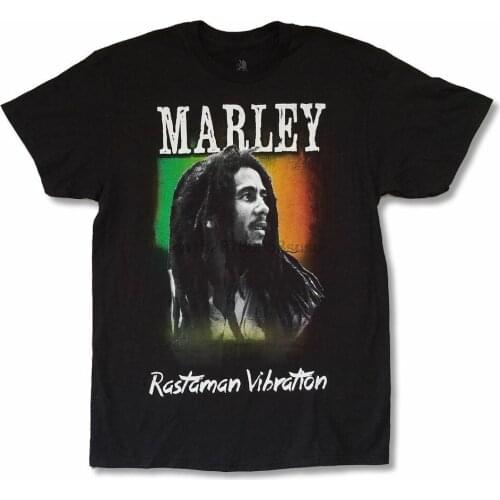 Bob Marley Rastaman Vibration Black T Shirt New Official Adult