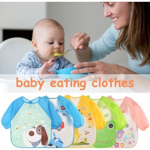 Kids Bandana Bibs Cartoon Baby Bibs Waterproof Infant Eating Children Drawing Long Sleeve Apron Baby Self Feeding Burp Cloths