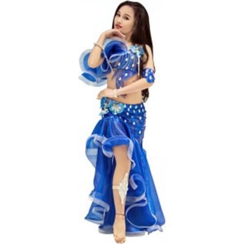 New 2019 Kids size hand-made Vitality Belly Dance Costumes Girls Stage Dance Set Dress hand-made sexy dancing Suits for Children